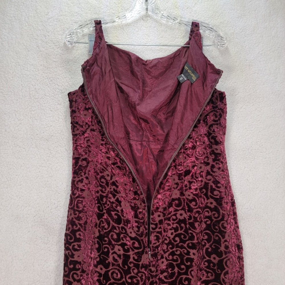 Vintage 90s Y2K Scott McClintock Burgundy Floral Burnout Evening Maxi Sheath - Picture 6 of 12